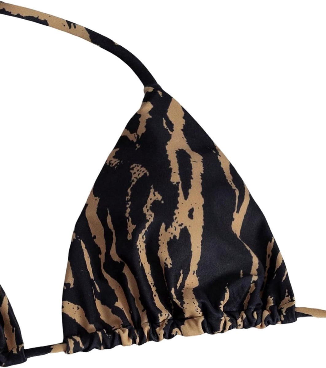 Driehoekige bikiniset voor dames, tweedelig badpak, luipaard, badmode, nekhouder, strandmode, zwempak, tanga, strandoutfit set