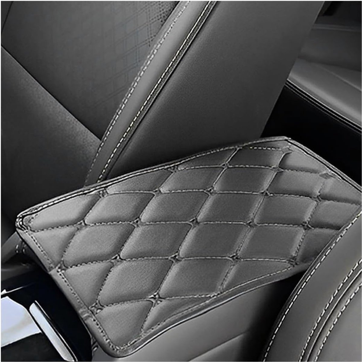 Vulling middenconsole auto, lederen autoarmsteunbox, hoes middenarmsteun, bescherming middenconsole autoarmleuningen, lederen bekleding middenconsole (Zwart)