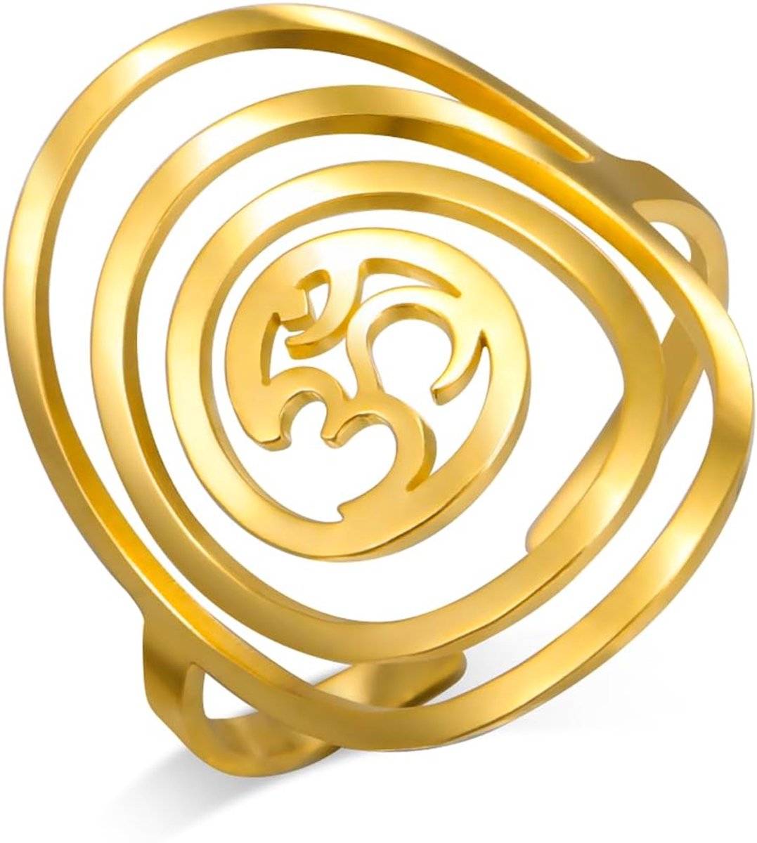 Aom Om Ohm zegelring roestvrij staal heilig symbool geometrische cirkel design spirituele sieraden verstelbare uniseks ring voor mannen en vrouwen