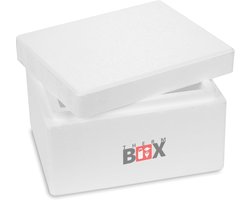 SnelShoppen - THERM BOX Piepschuimbox 5W, Koelbox & Warmhoudbox 31x25x18 cm, Isolatiebox met 3 cm Wand, Herbruikbaar voor Feest, Camping, Tuin, Keuken
