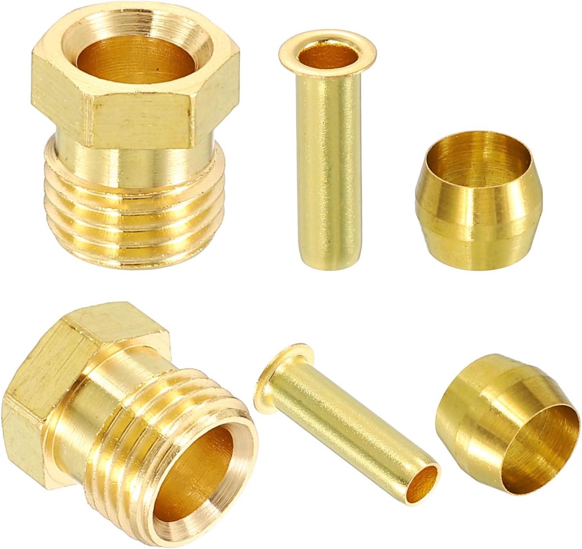 Kit van 4 sets geschikt voor slang 6 mm kit ring en kit moeren en armaturen voor water-, olie- en luchtslang
