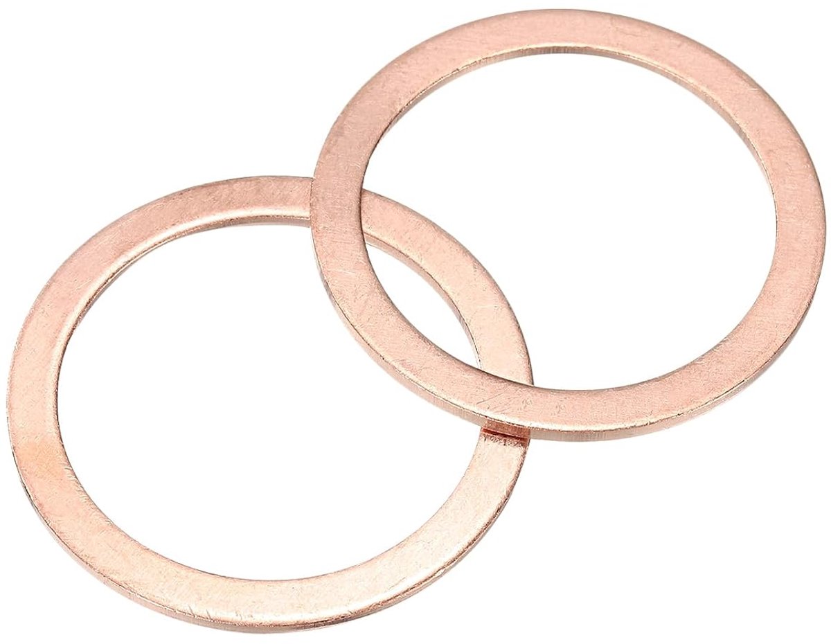 M30 sluitring, 6 stuks koperen ringsluitringen, 38 mm OD 1,5 mm dik, metalen afdichtring voor schroeven, bouten, moeren