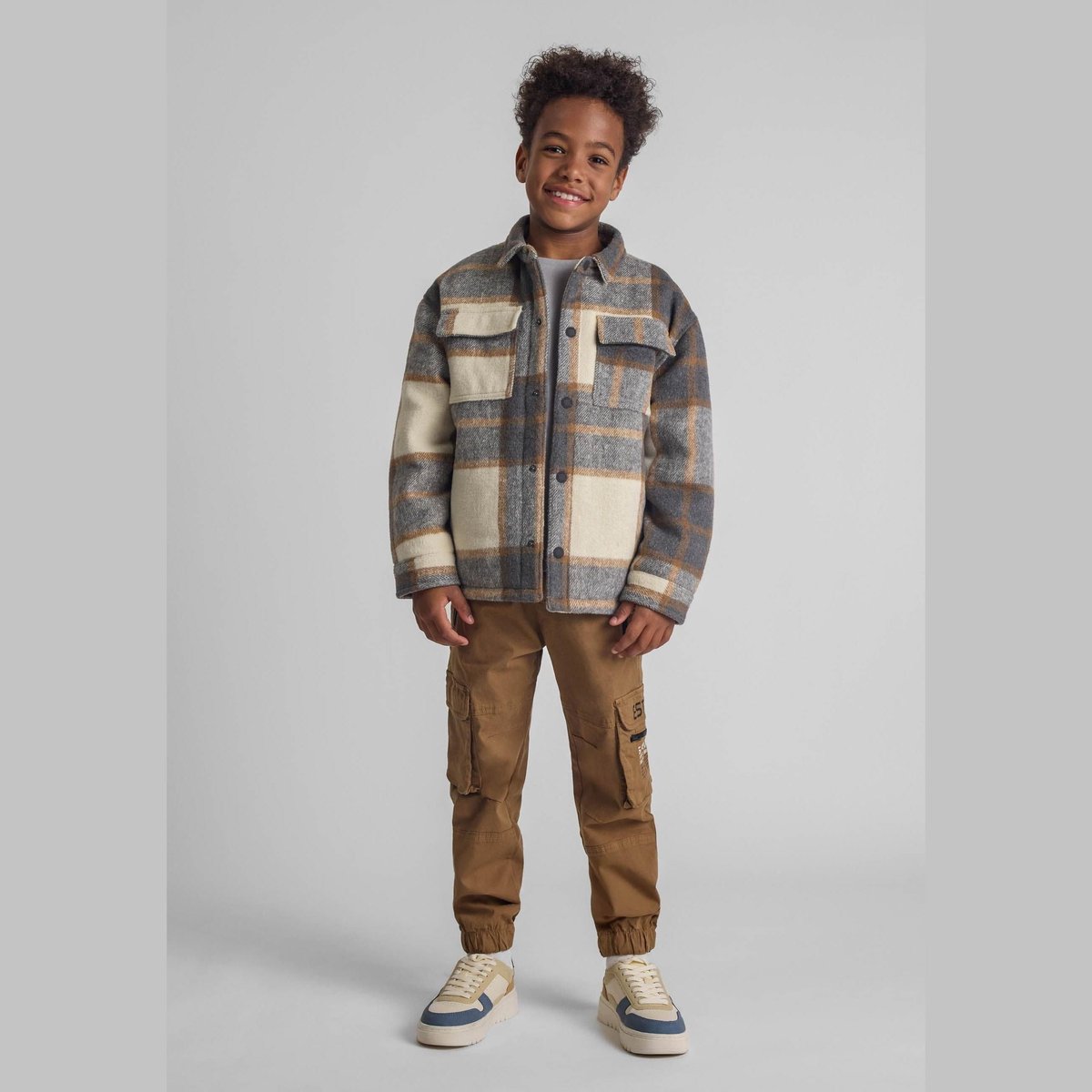 Minoti cargobroek jongens beige - katoen