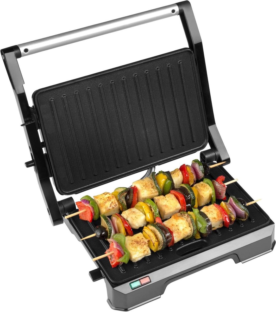 Gezondheidsgrill Panini - Elektrische Grill - Gezond Eten - Dubbele Kookplaten - 850 Watt - Zwart