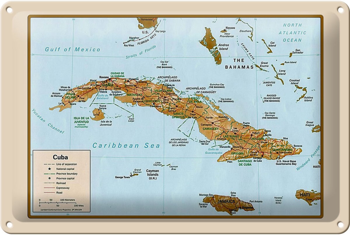 Blechschild Cuba 30x20cm Landkarte