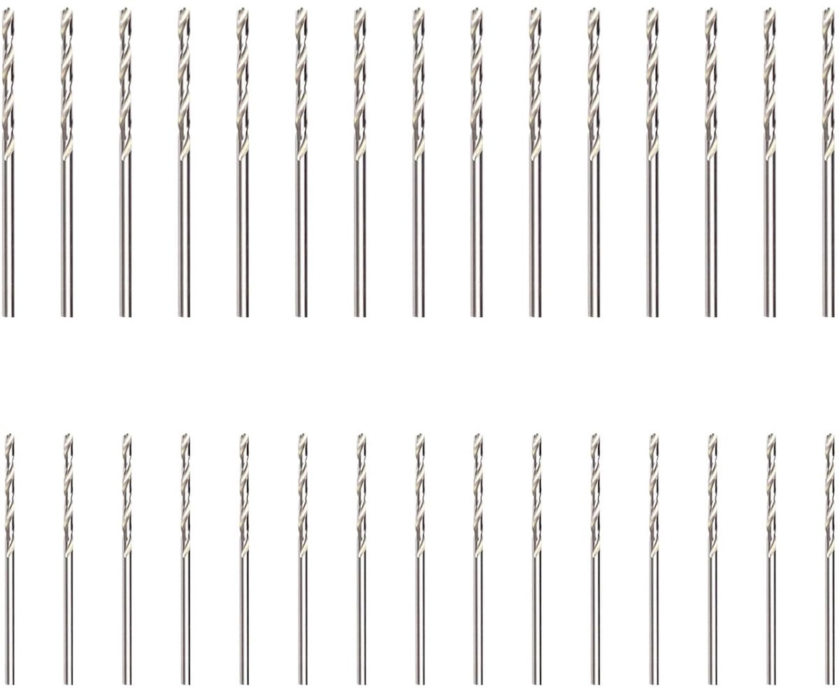 30 stuks spiraalboren, HSS, 1,5 mm, 1 mm, mini-HSS-boren | 1 mm, 1,5 mm, voor hout, metaal, ijzer, aluminium en kunststof (totale lengte: 34 mm, 40 mm)