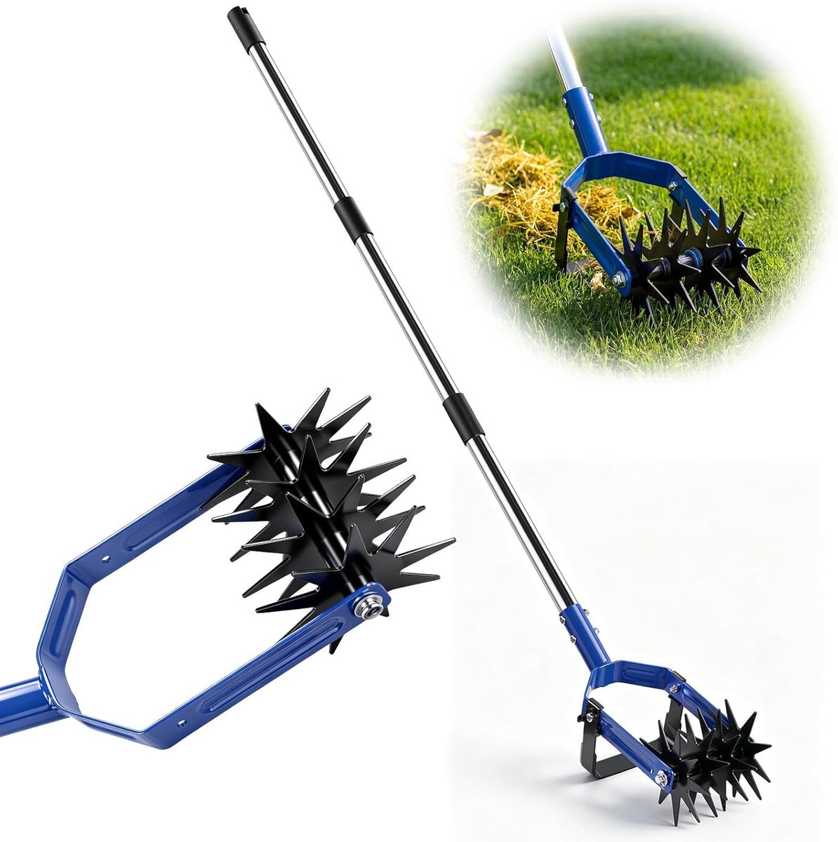 cirkelbebouwer, intrekbare lange steel, tuinbebouwer van roestvrij staal, cultivator tuinfrees voor grondmenging, rotary cultivator voor tuin