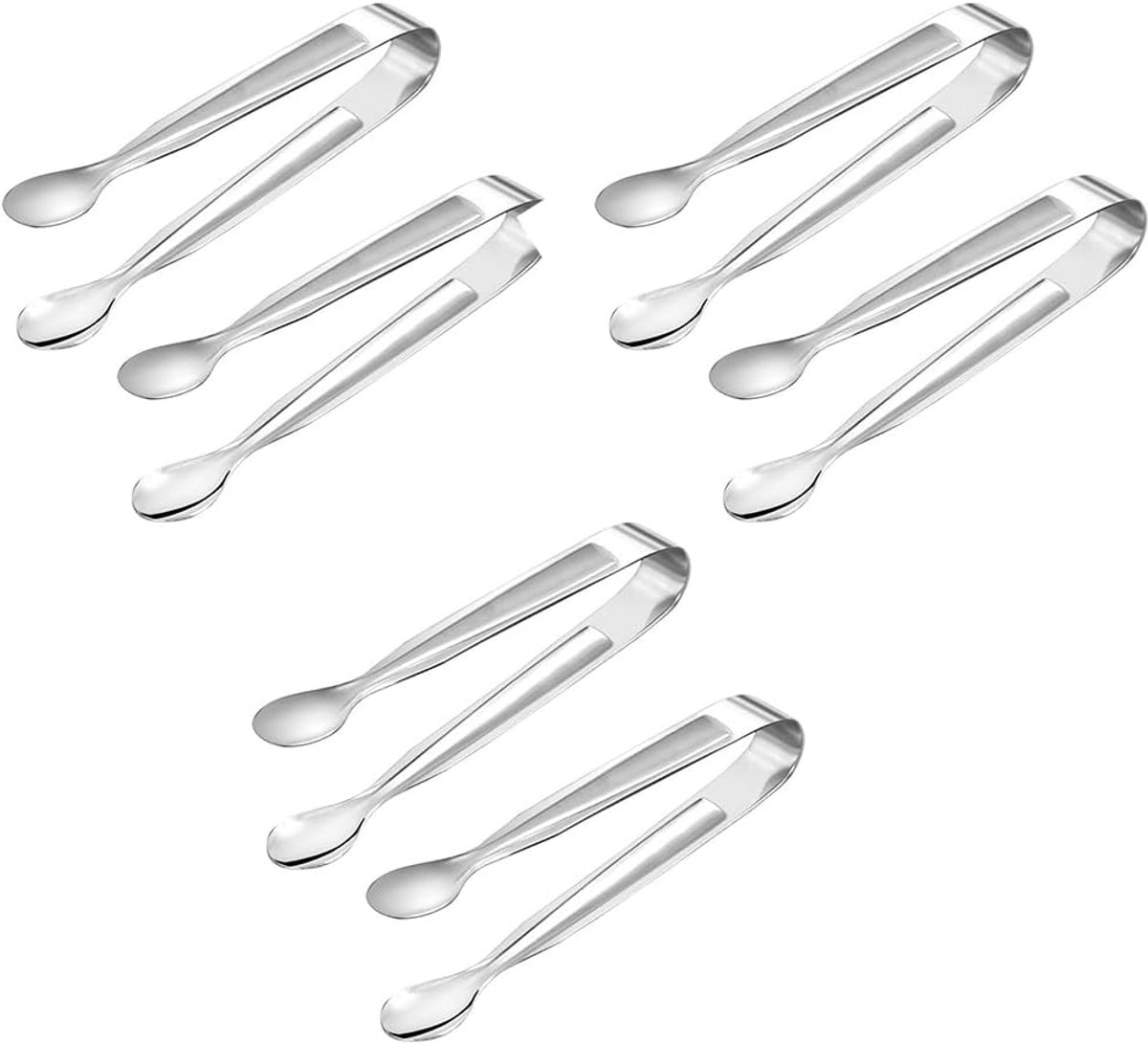 6 stuks snoeptang van roestvrij staal, ijstang en suikertang, keuken | Mini-serveertang, kleine voedseltang, accessoires voor snoepbar, roestvrij staal, voor snoepbar