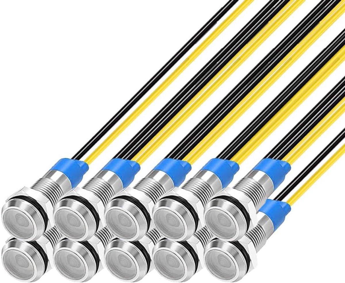 10 stuks 6mm 230V AC LED Metalen Indicatielampje Waterdichte Signaallamp (Wit)