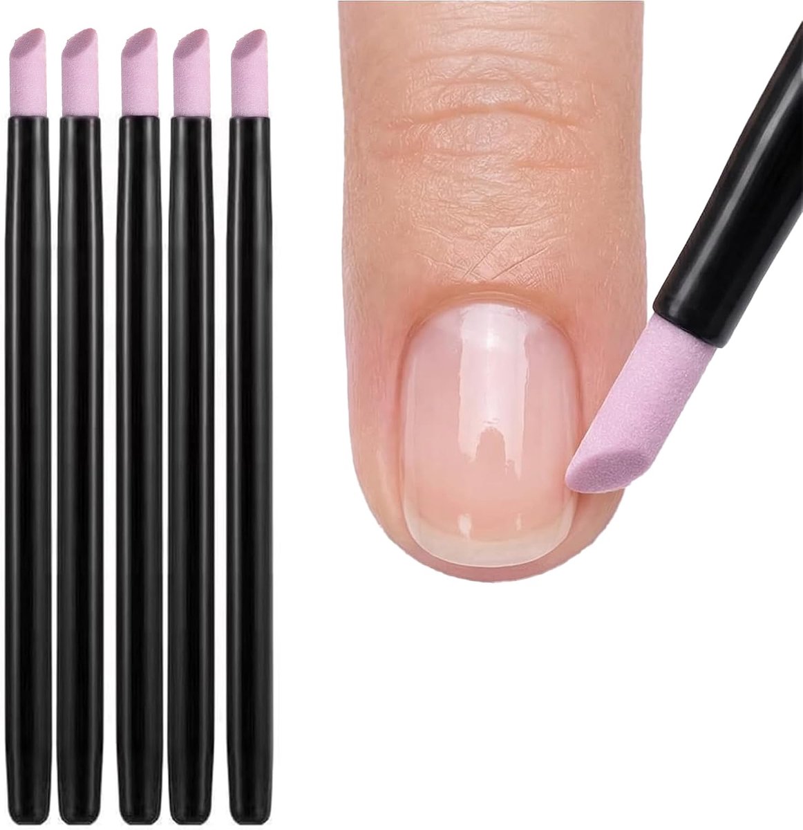 pakket 5 nagelriemvijlsteen, nagellak kwartspen duwstick nagelriemverwijderaar en nagelslijpstiften voor professionele en thuis manicureverzorging