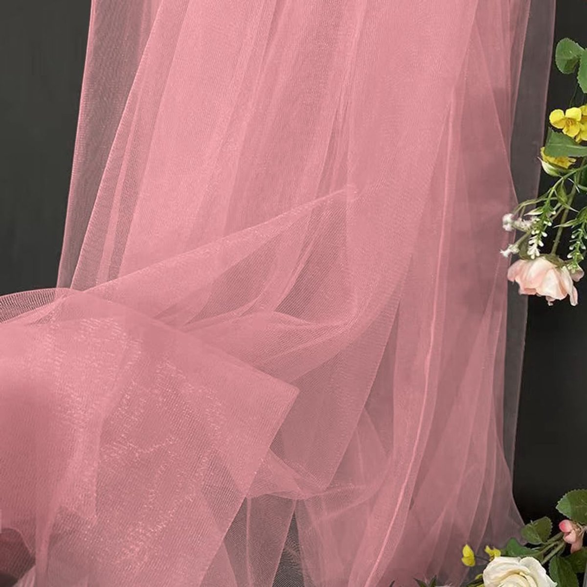 Stof, roze, 5 m x 160 cm, voor knutselen, tafel, feest, bruiloftsdecoratie, tule rok