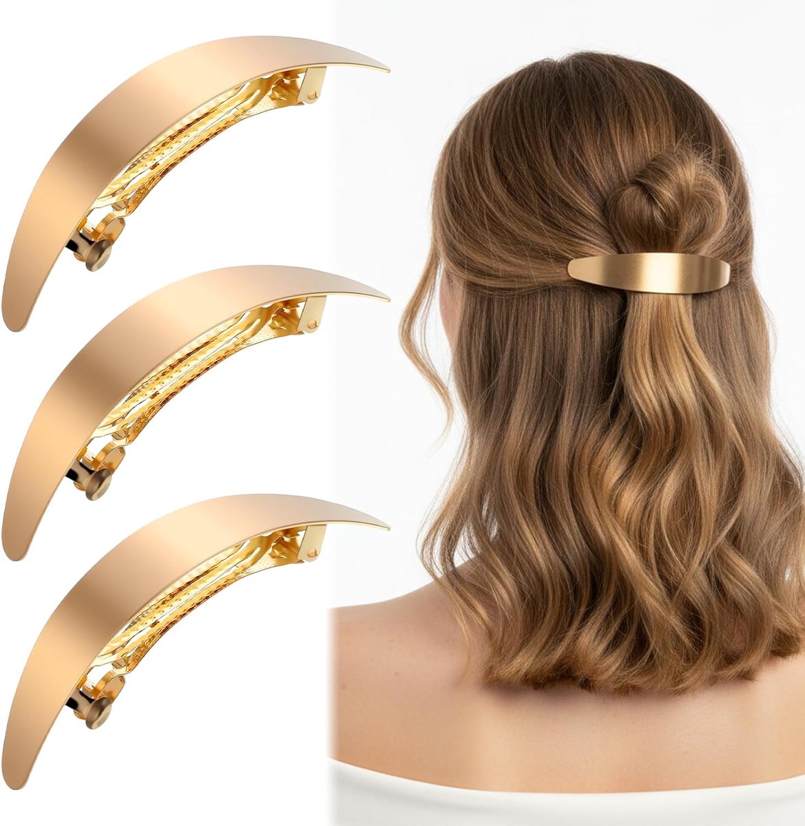 Haarspeldjes, 10 x 2 cm, ovale haarclip, vintage metalen Franse haarclips, voor lang/steil, krullend haar en bruiloften, werk, feesten, verschillende gelegenheden.