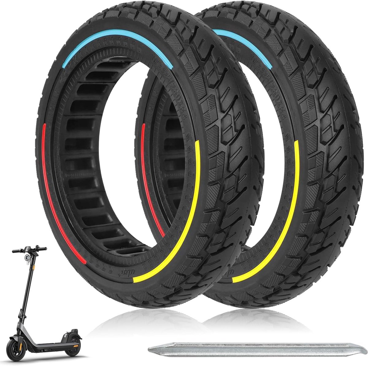 10×2.125 Elektrische Scooter Wielen 10 Inch Elektrische Scooter Band voor Ninebot F-serie 250x54 Anti-Slip en Anti-Puncture Vervangende Band voor Scooter Wielen-2PCS