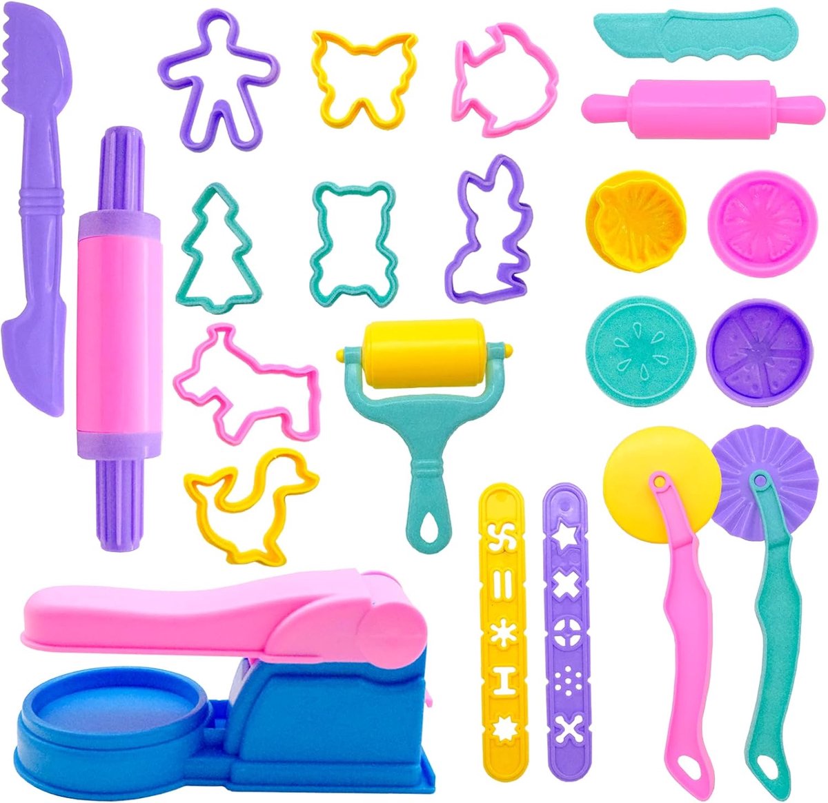 22-delige kneedgereedschapsset, kneedaccessoires, doe-het-zelf creatieve kneedmassa, modelleergereedschap, plasticine kneedaccessoires, cadeauset, kneedmachine voor jongens en meisjes