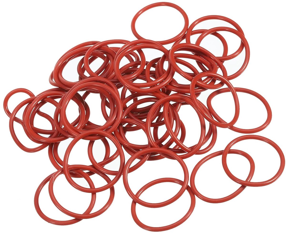 O-ring siliconen 29 mm OD x 25 mm ID x 2 mm breedte, 5 stuks vervangende afdichtingen metrische afdichting VMQ vervanging voor reparatie hydraulische compressorventiel, rood