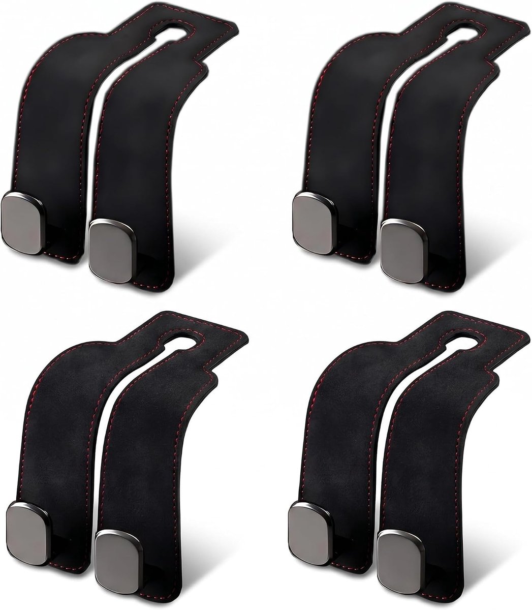 Set van 4 Autohaken, Multifunctionele Opberghaken voor Zittingrug, Universele Auto-accessoires voor Handtassen, Portefeuilles en Winkeltassen – Zwart