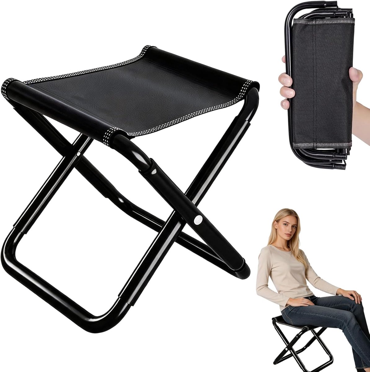 opvouwbaar, draagbare klapkruk, klein, klapstoel, lichte zitting, klapkruk, camping, mini-klapkruk met opbergtas, voor reizen, picknick, trekking, vissen, tuin