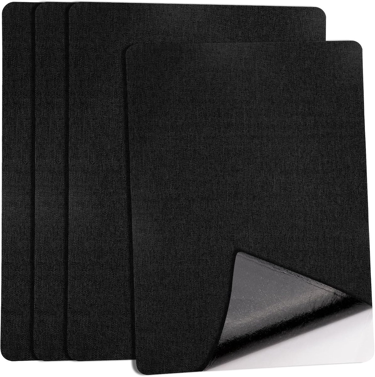 4 stuks zelfklevende stof, 20,5 x 28 cm, zelfklevende reparatiepatches, donsjack, reparatieset, linnen reparatiepatches voor banken, tenten, autostoelen, gordijnen (zwart)