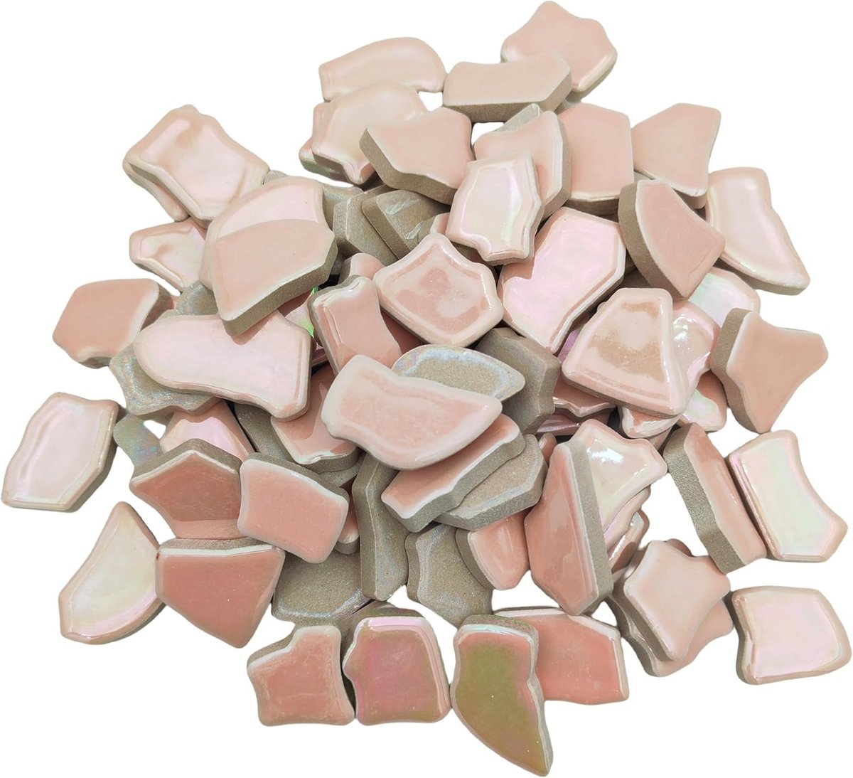 Mozaïektegels, 2-4 cm, mozaïektegels, stenen voor doe-het-zelf mozaïek, ambachten, hobby, kunst, woondecoratie (iriserend roze)