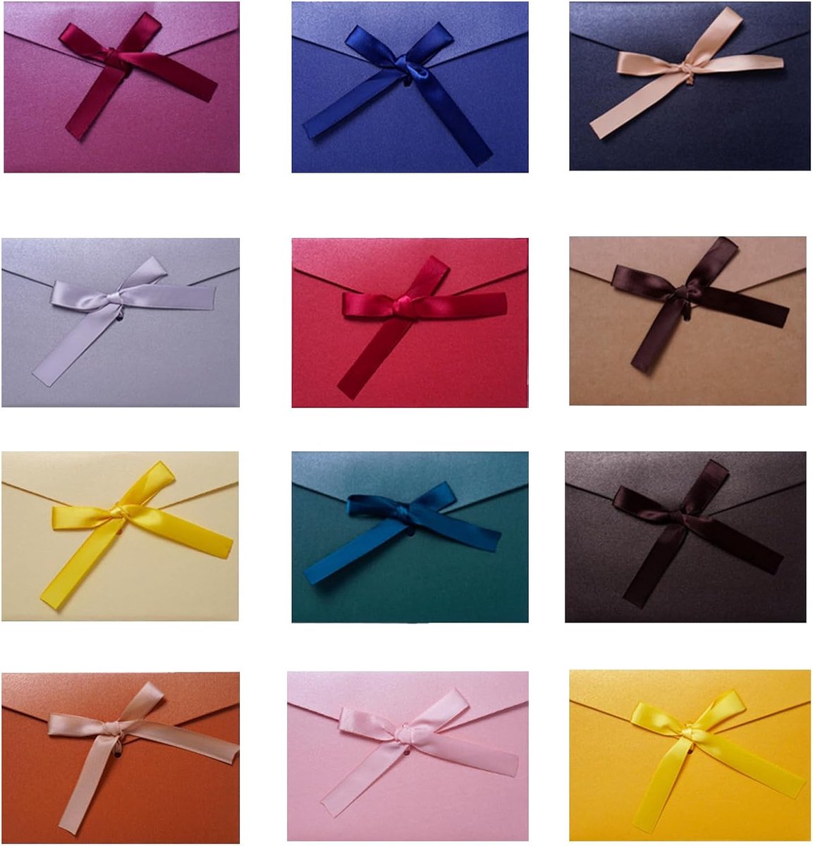 12 Stuks Kleurrijke Enveloppen, Kleine Enveloppen met Lint, Kleurrijke Enveloppens Retro Kraftpapier, Voor Feestcadeaukaarten, Kerst, Bruiloft,Verjaardagen 17,5 x 12,4 cm