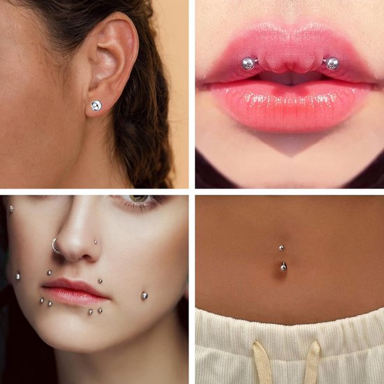 40 stuks zilveren piercingballen (1,2 mm en 1,6 mm), reservekralen, geschikt voor neus-, lip-, wenkbrauw-, navel- en tongpiercings (3/4/5/6/8 mm). — afbeelding 5