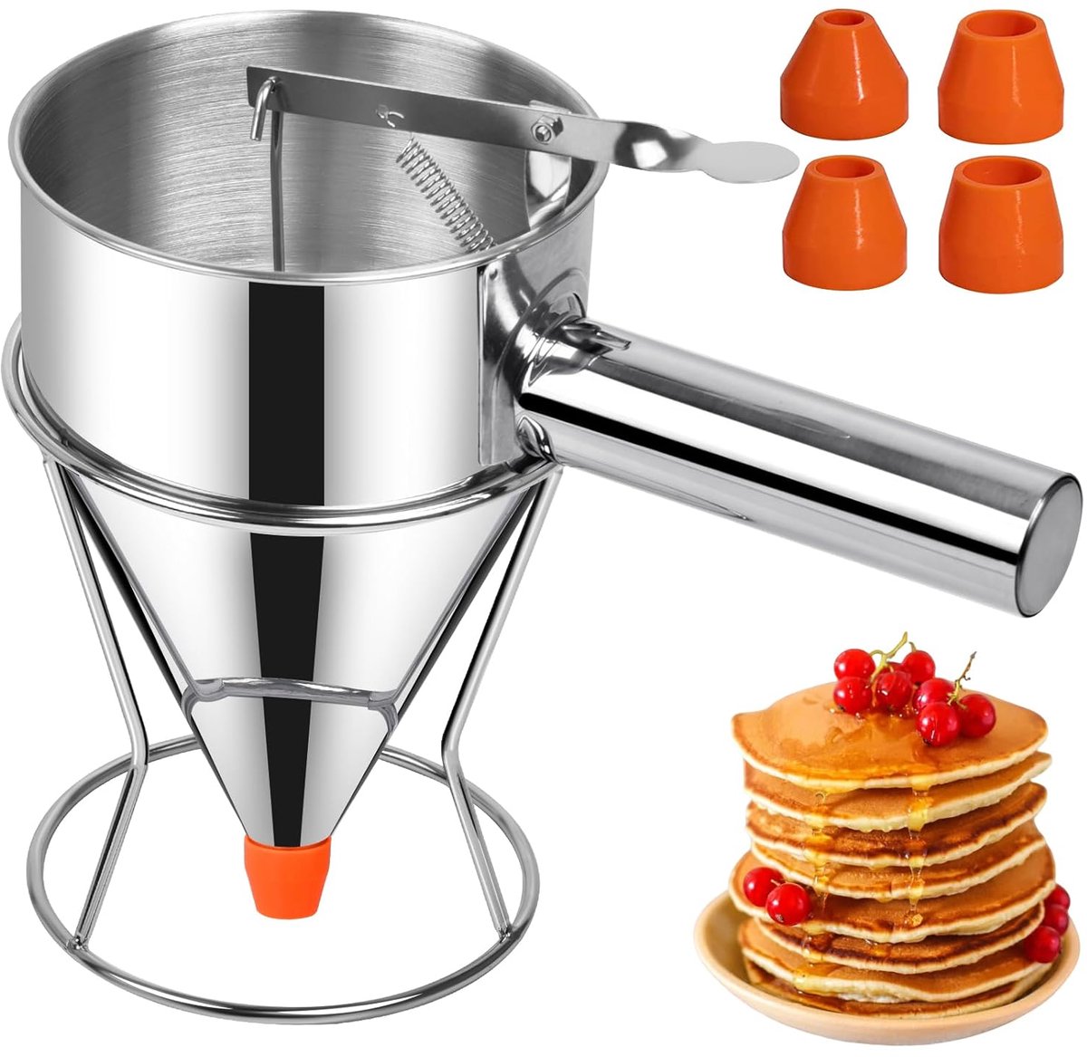 Pannenkoekdispenser Voor Het Bakken - Zuigertrechtercakemaker - Roestvrijstalen Trechtervormige Cakedispenser - Beslagdispenser