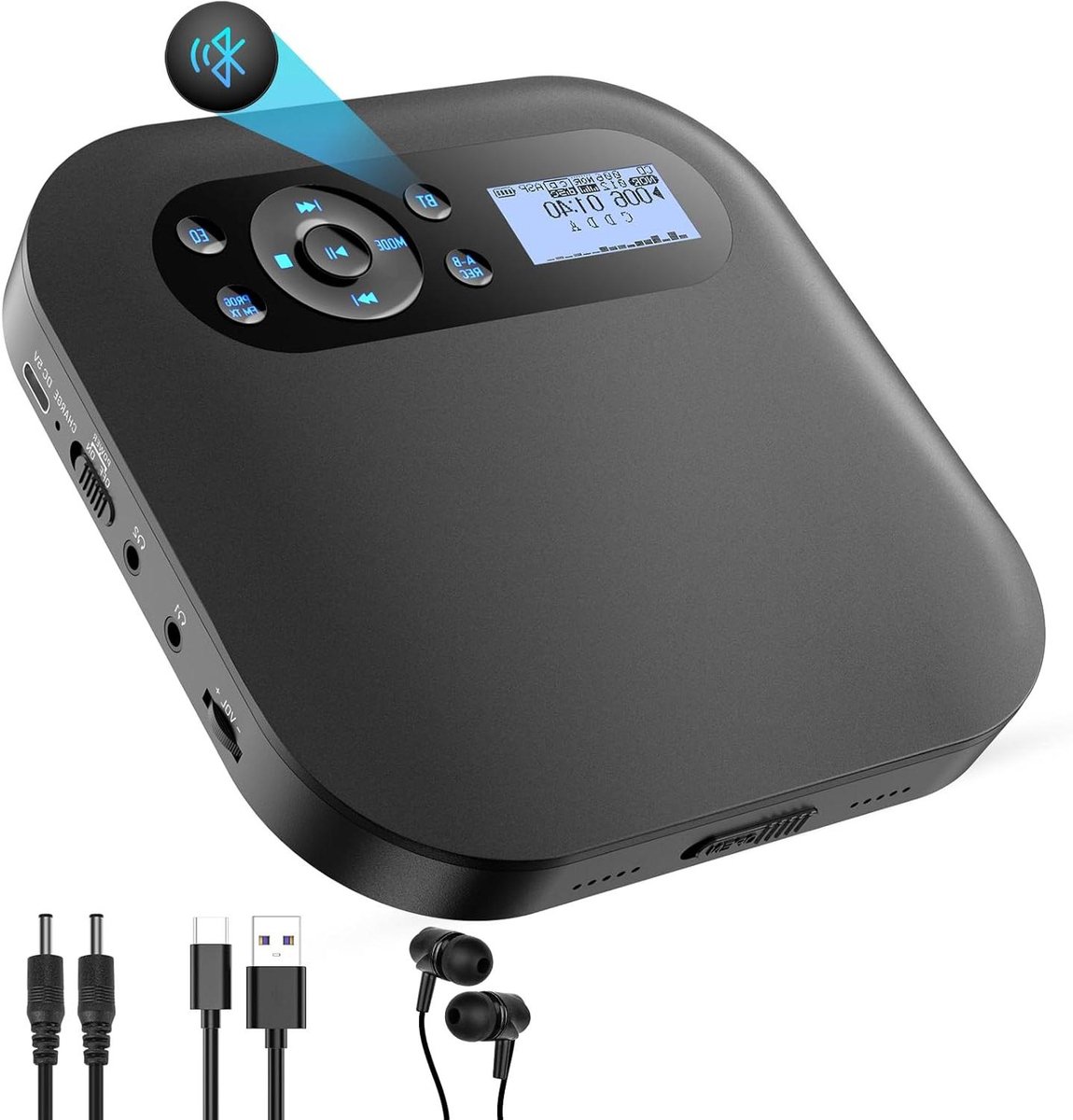 Draagbare CD-speler - Oplaadbare Discman - Muziek Luisteren - Bluetooth FM Zender - 2000mAh Batterij - Wit