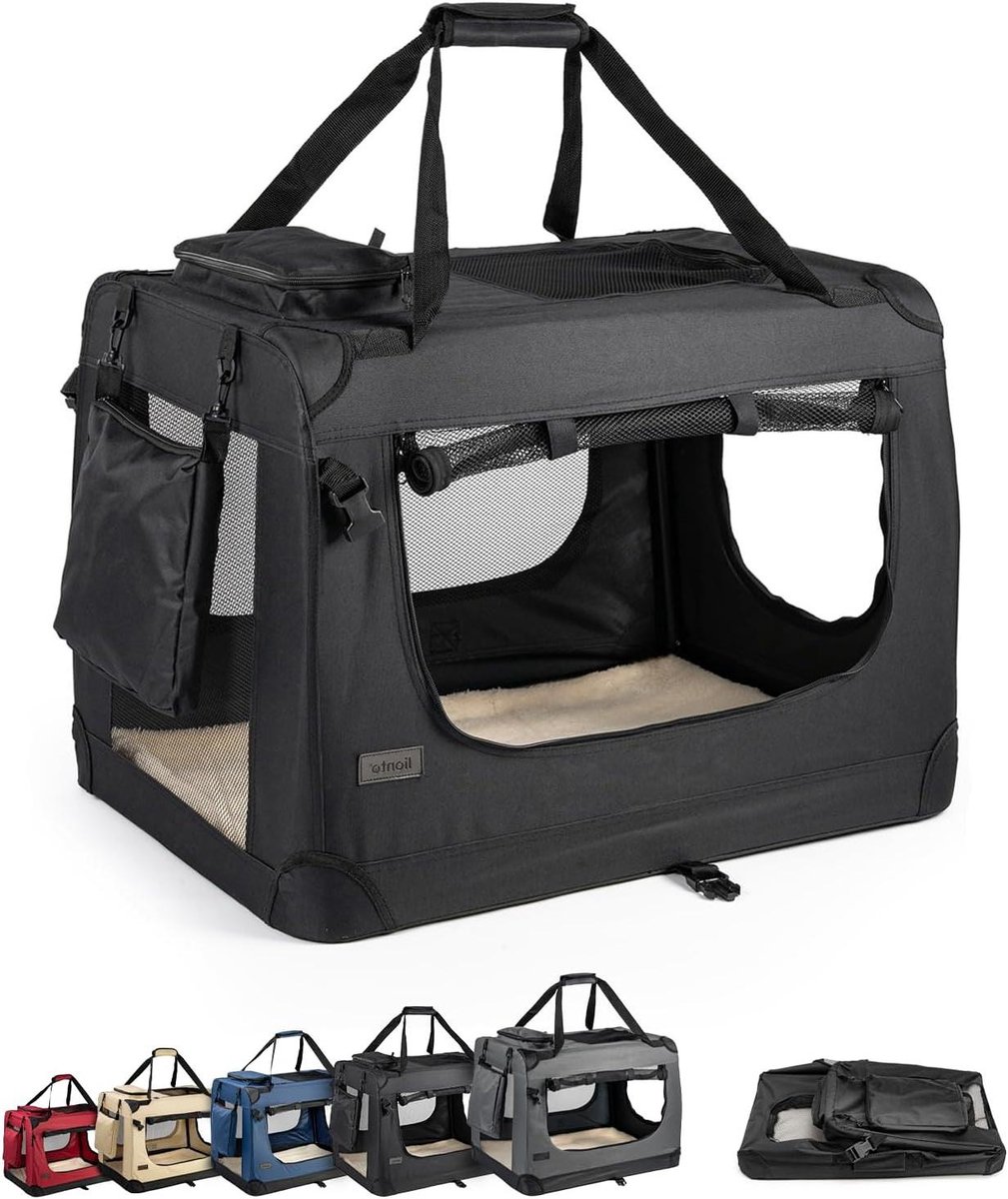 Honden Transportbox - Dierenmand Reismand - Veilig Vervoeren - Opvouwbaar Ventilatie - 101 x 69 x 70 cm - Zwart