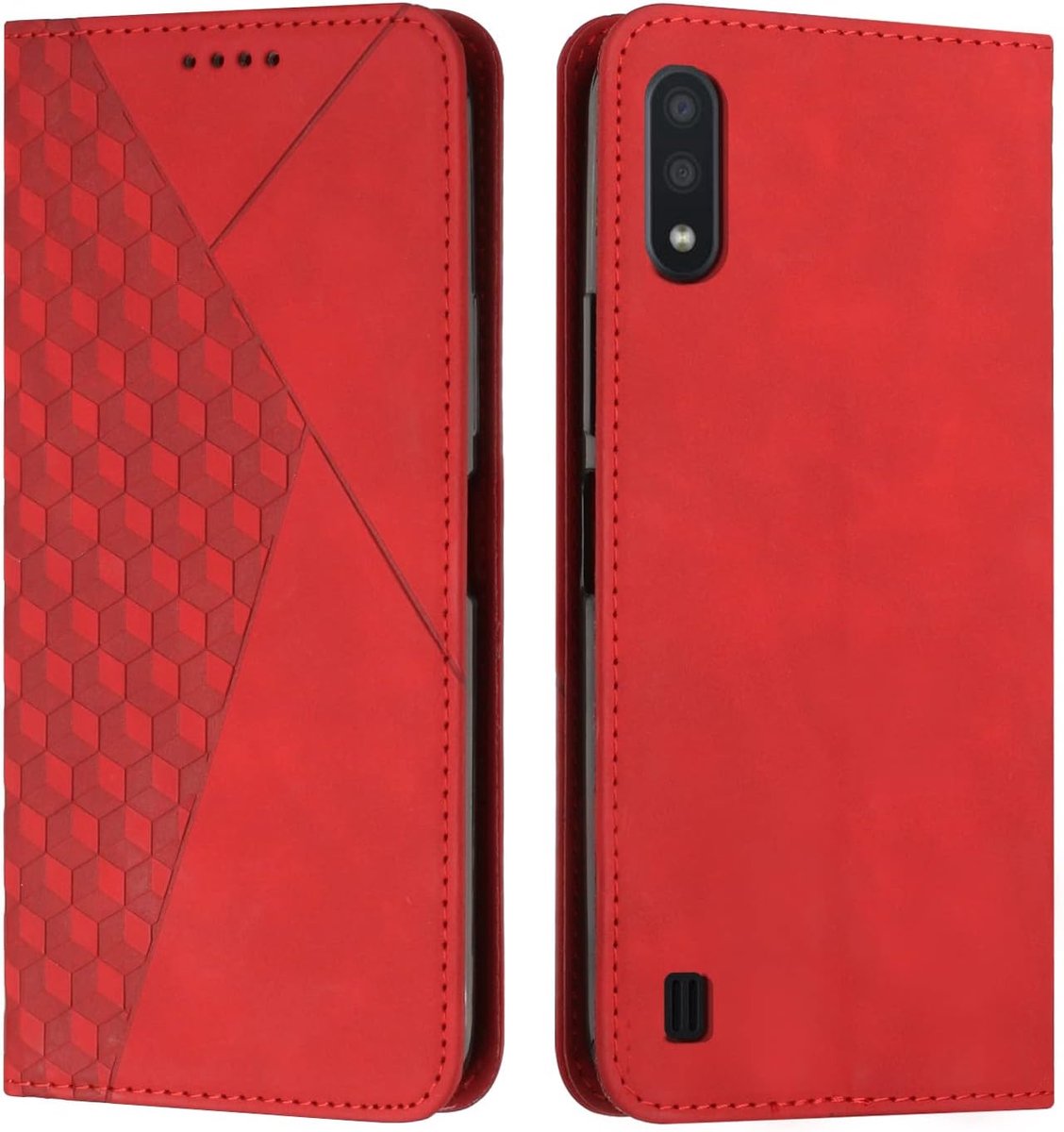 Case Compatibel met Samsung Galaxy M10 / A10, Flip case lederen portemonnee-hoes met standaard en voor Samsung Galaxy M10 / A10（Rood）