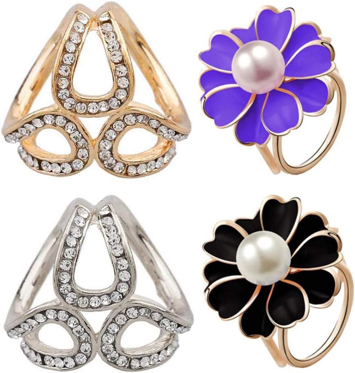 Ringen Zijden Sjaals Clip Emaille Eenvoudige Stijl Sjaal Ring Gladde Gesp Vrouwen Accessoires voor Dames Meisjes Kleding Sjaal Sjaal, 4 Pack, Metaal