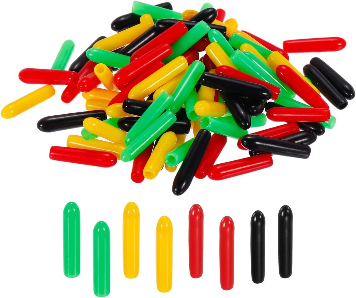sourcing map Rubberen eindkappen, 100 stuks, 2 mm, assortiment, pvc, vinyl, schroeven, schroefdraad, beschermers, ronde draad, plankdoppen voor schroeven, bouten, buisleiding, hekpalen