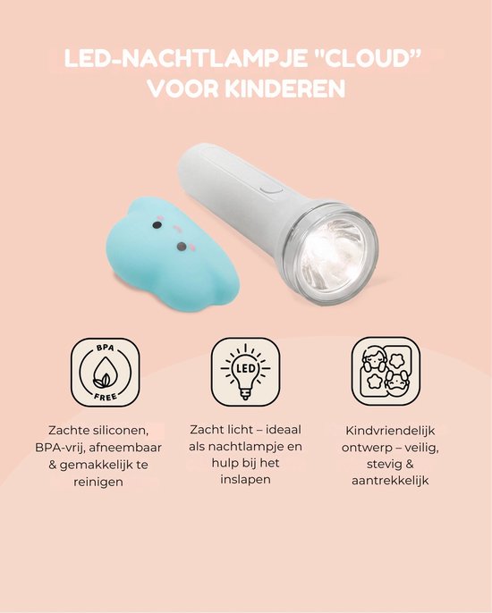 Wolken Nachtlampje Kinderen - Slaaphulp - Zacht Warmwit Led - Oplaadbaar - BPA-vrij Siliconen - Draadloos - Voor Kinderkamer en Kinderopvang van Robo Educational Toys — afbeelding 5