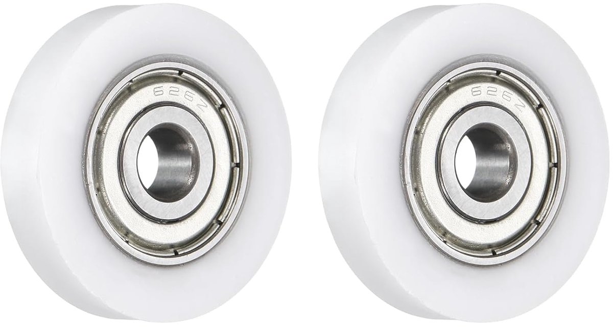 2 st. Rol-Idler-lagerrol 6x28x6mm, transportwielwielplatte rol met 626ZZ-lager voor meubel-hardware-accessoires (wit)