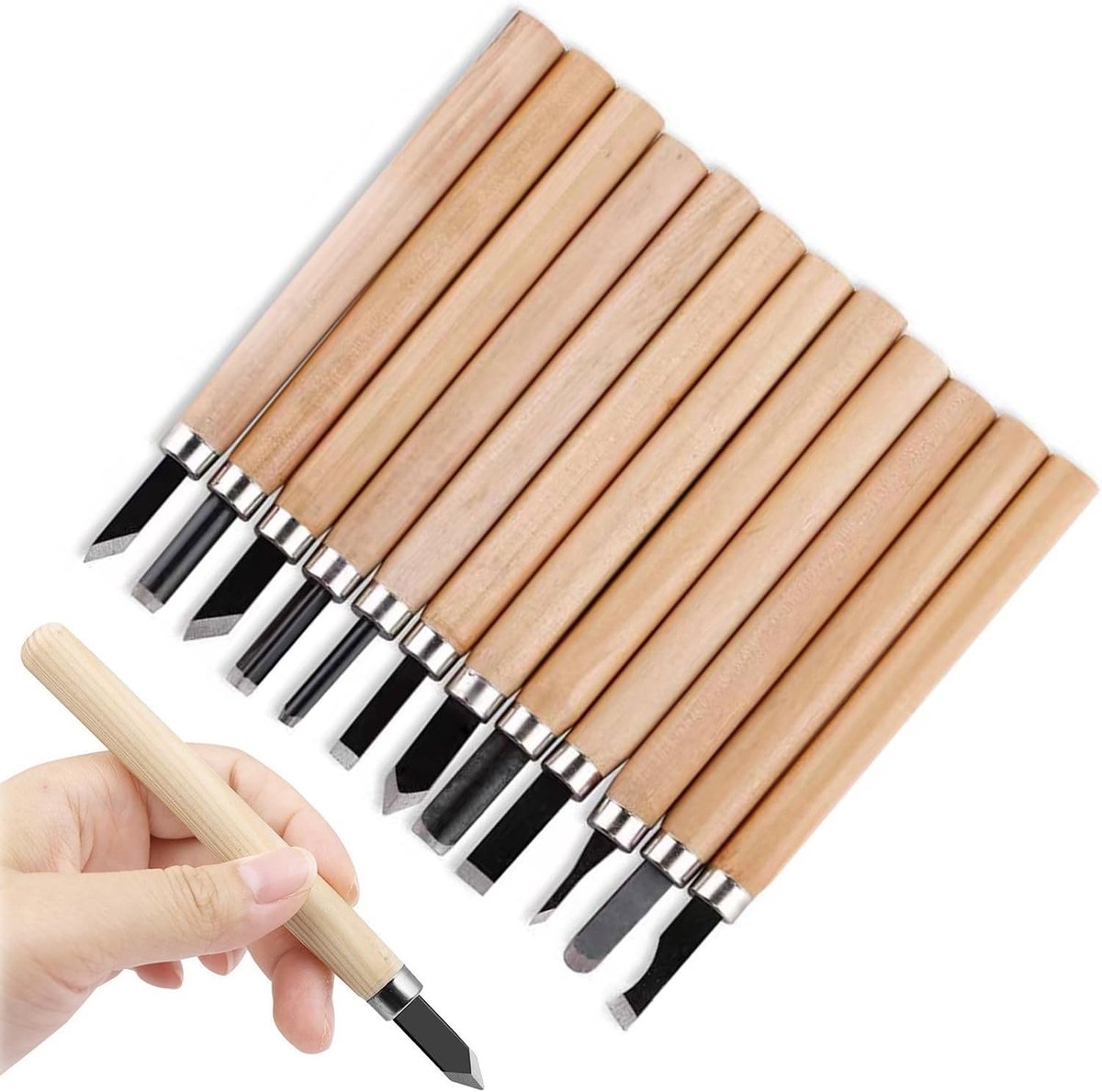 12 stuks snijmessen, snijgereedschap, houtsnijgereedschapsset, houtsnijgereedschapsset, mini-snijmes set, snijgereedschap voor hout, houtsnijset, houtsnijmes, houtsnijgereedschap