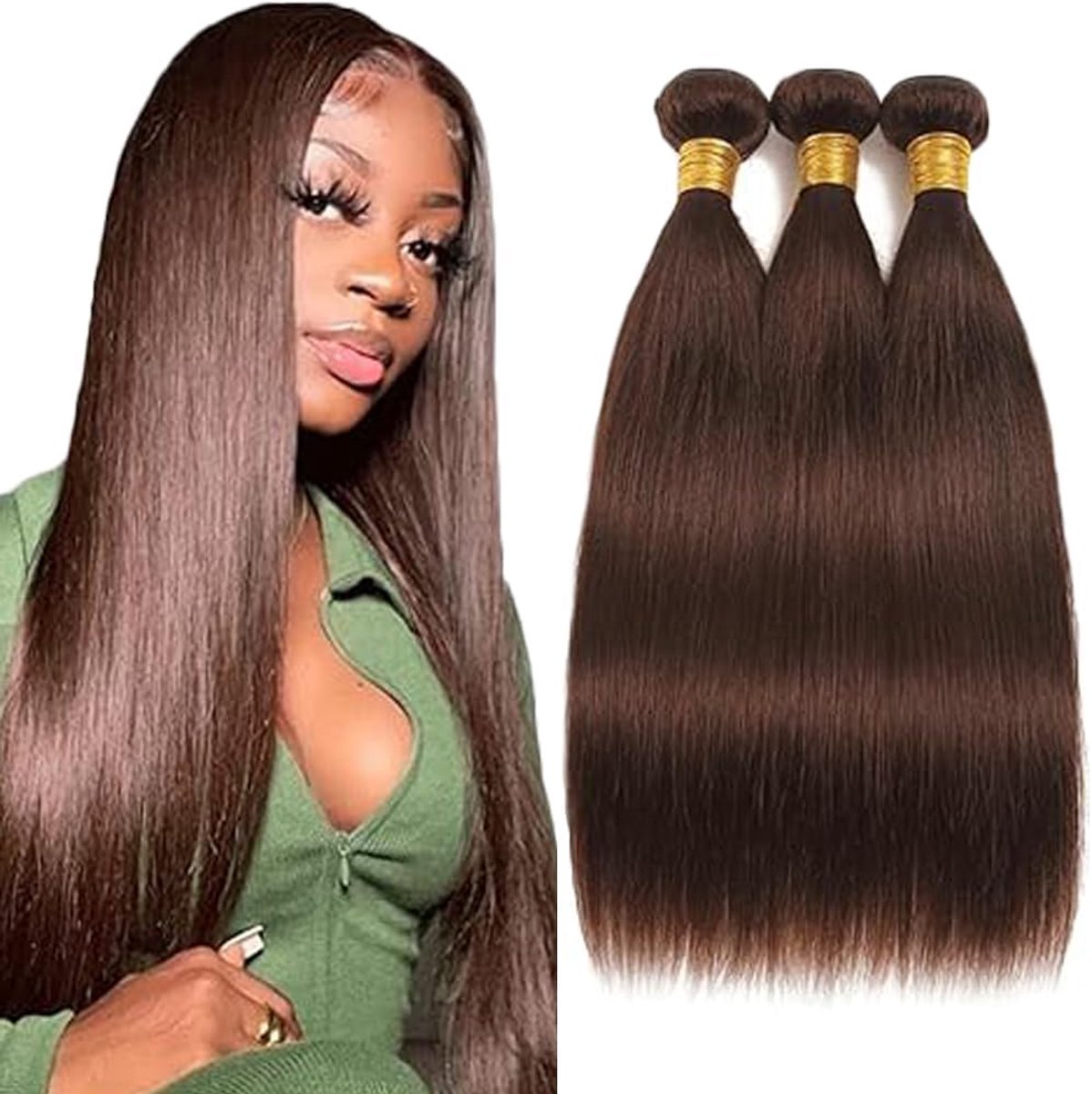28 30 32 Inch Peruik Dames Bundles Human Hiar Unprocessed Brazilian Virgin Straight Human Hair Extensions #4 Chocolate Brown Mensliches Haar Bundle With Minimal Shedding For Women