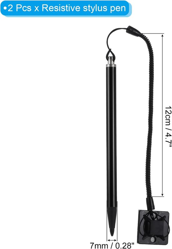 2 styluspen voor duurzame touchscreen, capacitieve stylus met veerweerstand voor navigatie GPS Pos, zwart — afbeelding 5