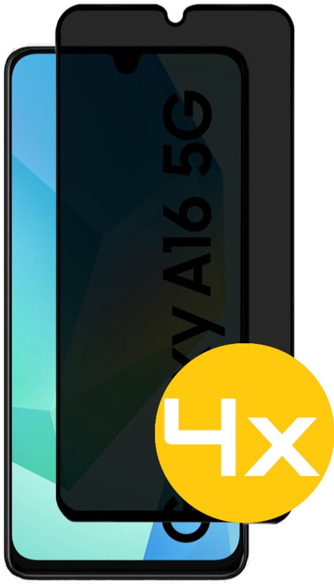 Privacy Screenprotector Geschikt Voor Samsung A16 - Volledige Beschermglas - 4 Stuks