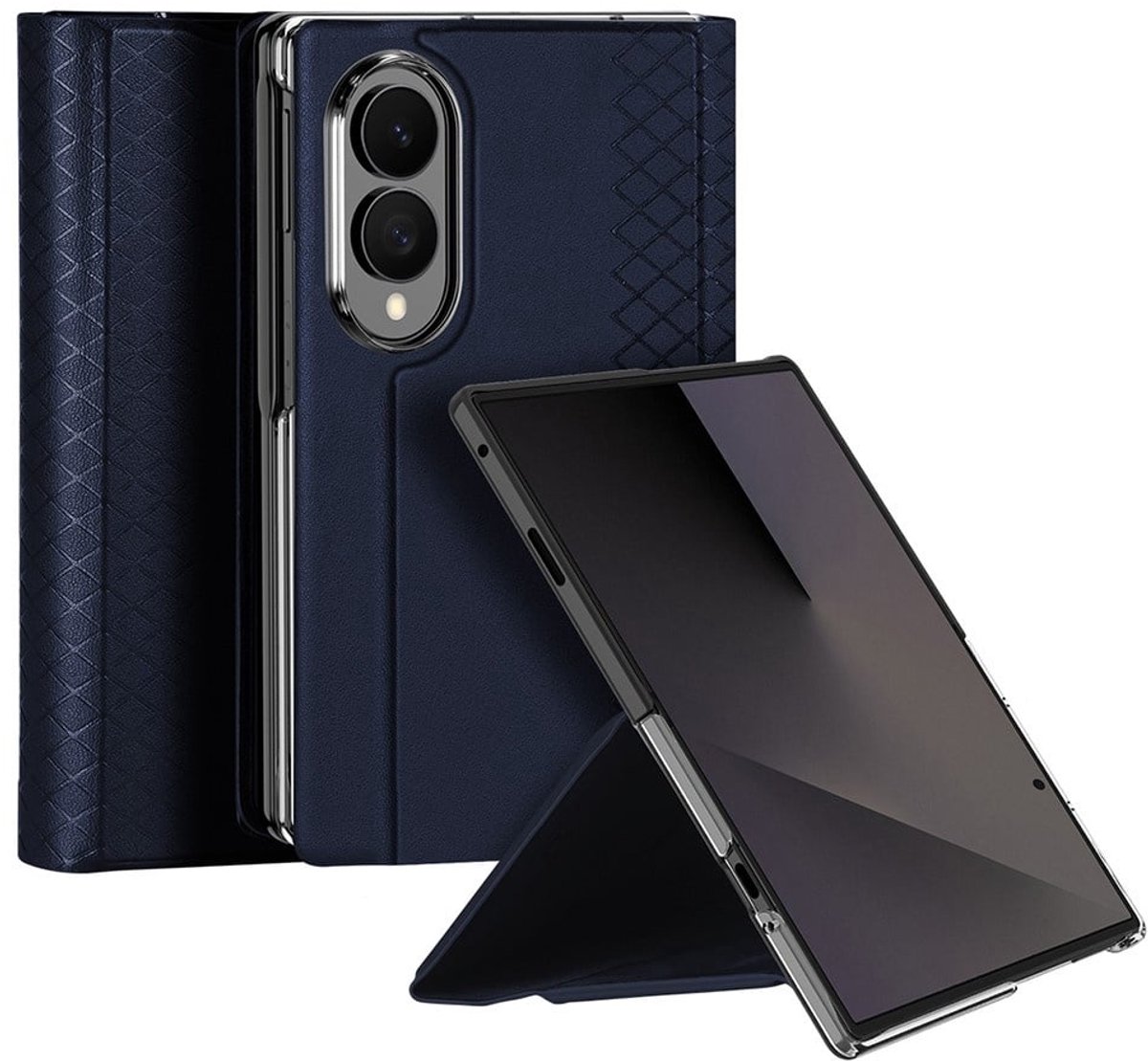 Dux Ducis Geschikt voor Samsung Galaxy Z Fold 8 PU Leren hoes - bookcase - Donkerblauw
