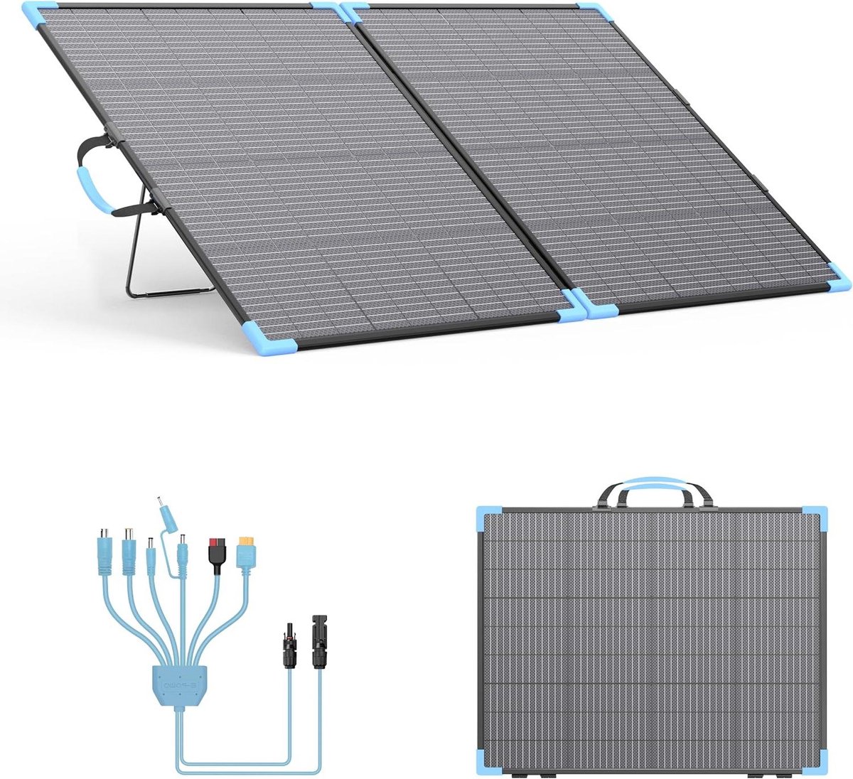 Opvouwbaar Zonnepaneel - Bifacial Paneel Draagbaar Zonnepaneel - Energie Opwekken - Dubbelzijdige Energie Extractie - 220 Watt - Zwart