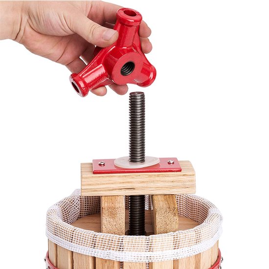Fruitpers 12L Hout - Manuele Sap-, Wijn- en Bessenpers Complete Set - Inclusief Persdoek, Drukplaat, Metalen Spindel en Driebenig Onderstel - Geschikt voor Fruit- en Groentesap - NAIZY van NAIZY — afbeelding 4
