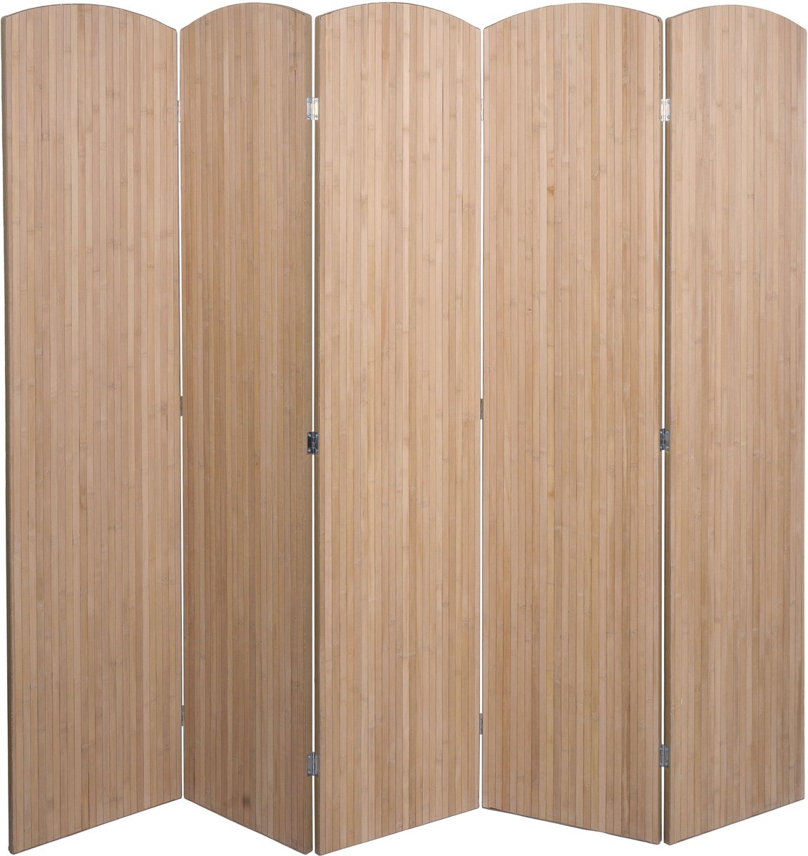 MCW Bamboe kamerscherm MCW-O30, ruimteverdeler, scheidingswand, zichtbescherming, opvouwbaar, 5 panelen, 170 x 204 cm bruin
