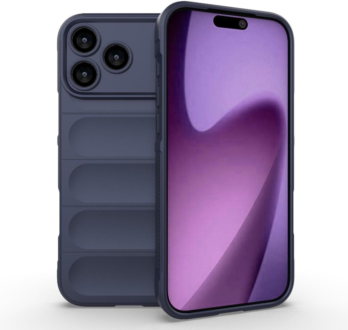 Mobigear Hoesje geschikt voor Apple iPhone 18 Pro Max Telefoonhoesje Flexibel TPU | Mobigear Bumpy Backcover | iPhone 18 Pro Max Case | Back Cover - Donkerblauw