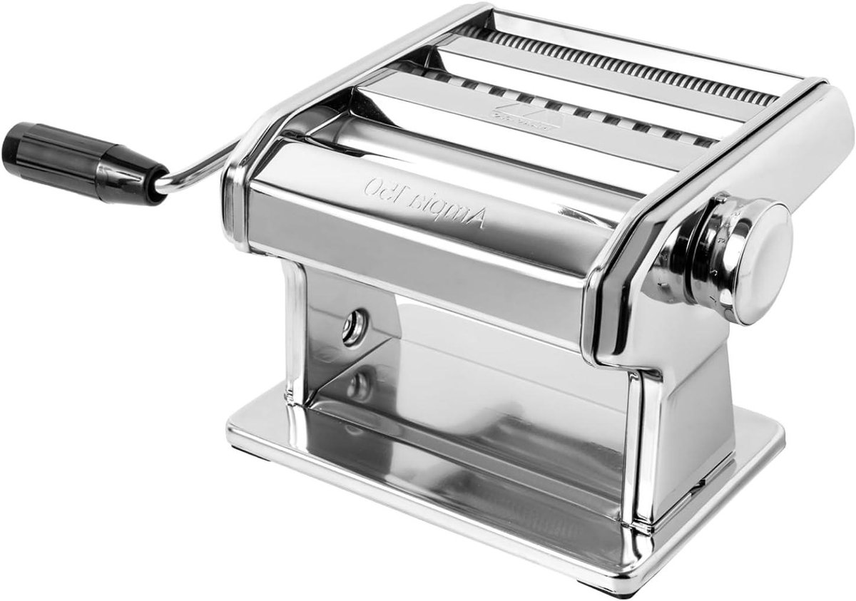 Pastamachine Ampia 150 - Deegroller Pastamaker - Verse Pasta Maken - 10 Dikte Regelingen - 150 mm Breed - Zilver