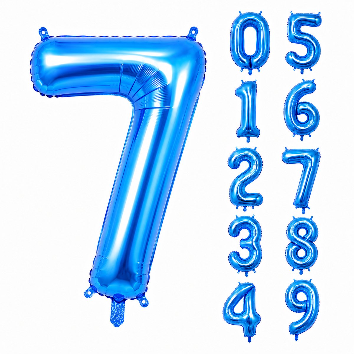 Fienosa Blauw Metallic Cijfer 7 Ballon 101 CM - Nummer 7 - Cijferballon - XL Groot - Helium Ballon - Verjaardag Ballon - Feestversiering - Verjaardag - Leeftijd - Getal