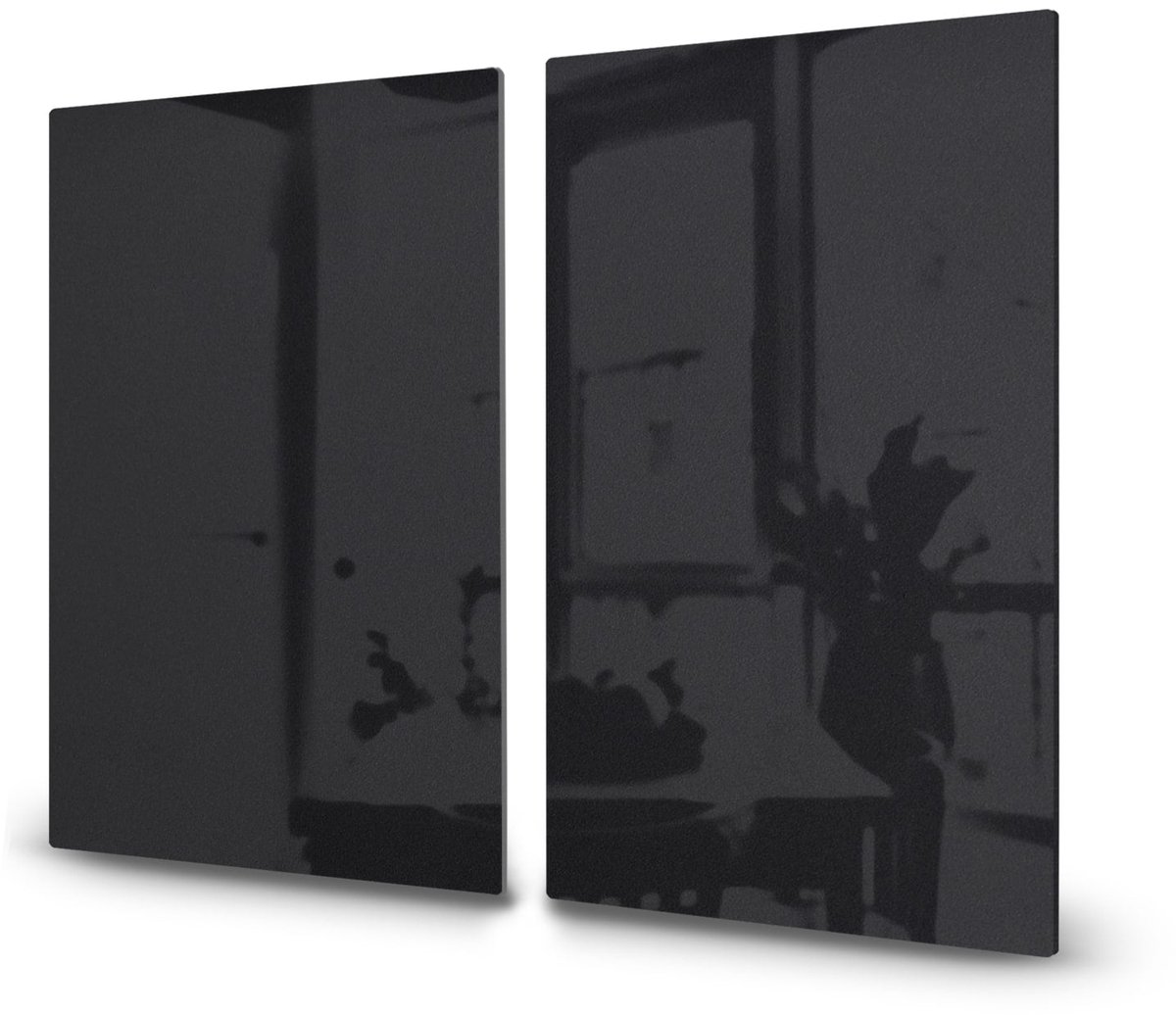 Mydesignglas Glazen Inductie Beschermer - Krasvrij Gehard Glas met Antislip - Afdekplaat voor Kookplaat - Spatscherm Achterwand Keuken - 2x30x52 cm - Zwart