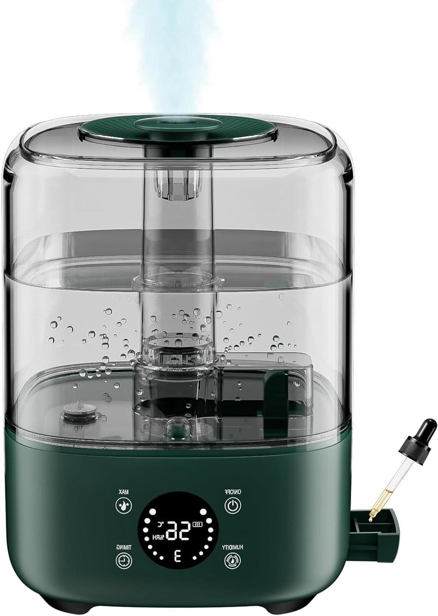 Slimme Luchtbevochtiger - Verdamper Kamer - Stille Slaap - Top Filling - 5 L - Groen