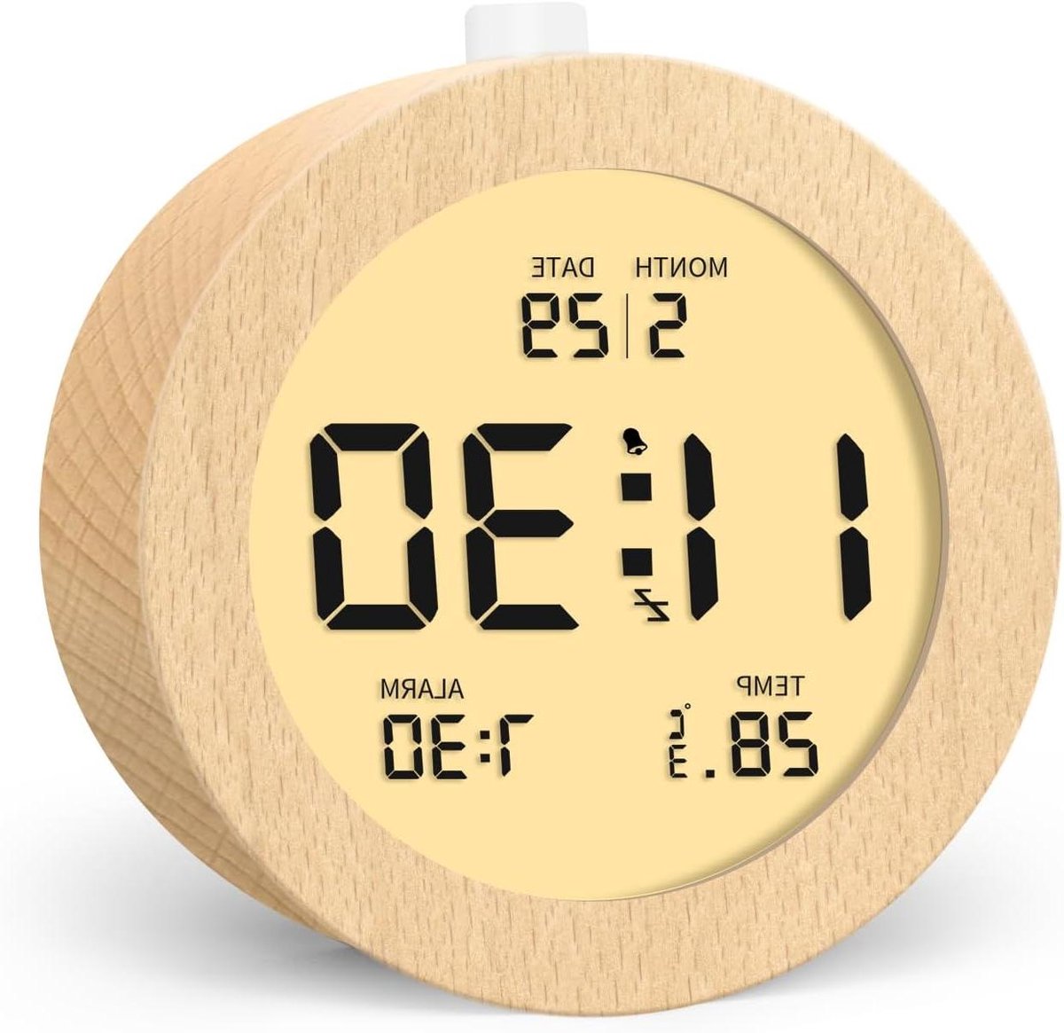 Digitale Wekker - Houten Klok - Wakker Worden - Temperatuur Weergave - 11.2 x 5.7 cm - Houtkleur