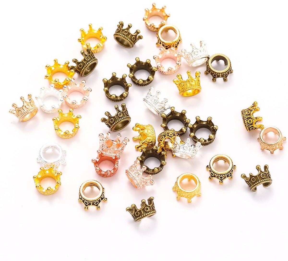 120 stuks kleine gouden kronen, mini metalen kronen, decoratie, vintage kroondecoratie, legering, mini-kroon bedels om te knutselen, kleine knutselhangers voor sieraden, halskettingen