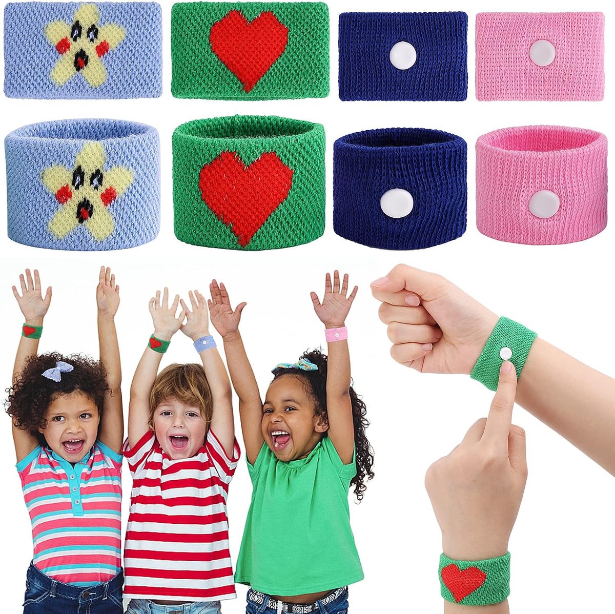 SnelShoppen - 4 Paar Acupressure Armbanden Tegen Misselijkheid voor Kinderen en Volwassenen, Anti-Motion Sickness Armbanden voor Reis, Zwangerschap, V