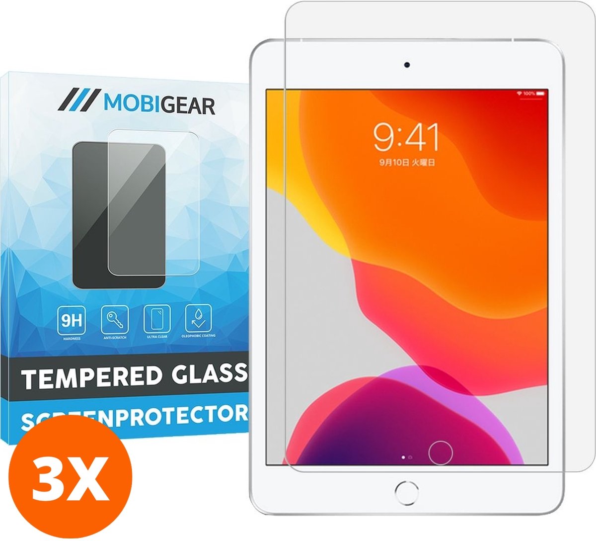 Mobigear Screenprotector geschikt voor Apple iPad Mini 4 (2015) Glazen | Mobigear Screenprotector - Case Friendly (3-Pack)